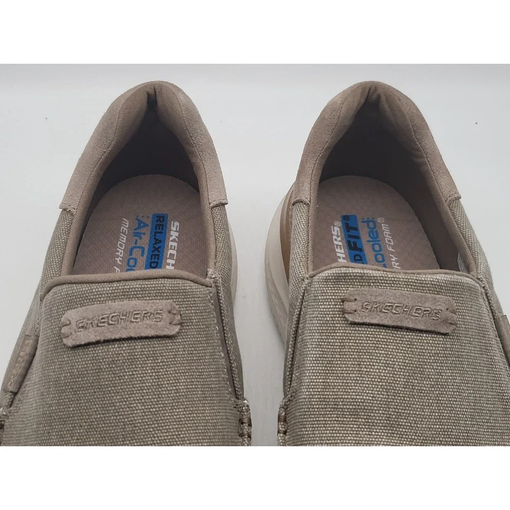 Skechers Hastings Vigo Mens 13 Taupe Slip On Casual Shoes 205366 TPE‎